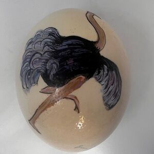 Ostrich Egg Hand Painted Signed Jean Austin Vintage Artist Work Unique Piece